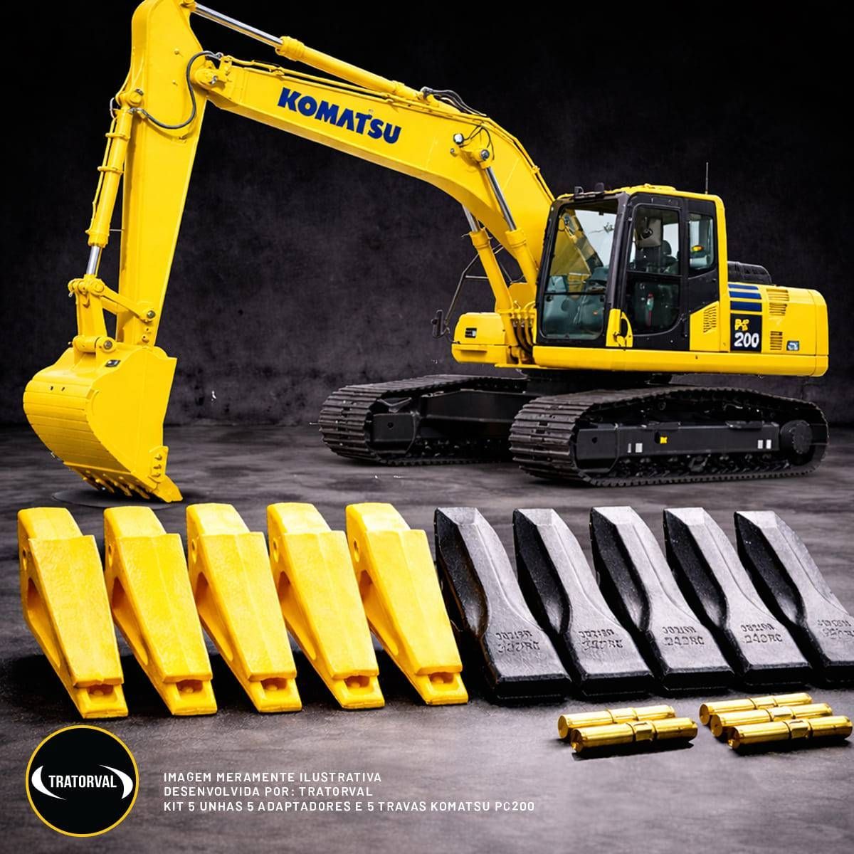 Kit Suporte + Dente + Pino Caçamba PC200 15 Peças Tratorval